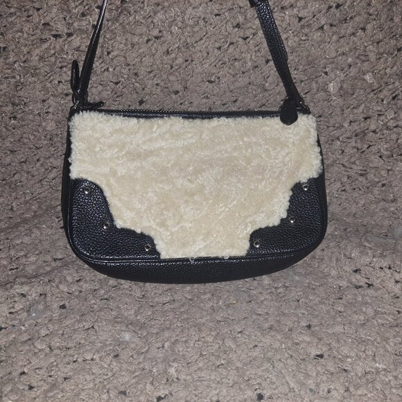 COACH-Rhyder-Shearling Black Leather-36490-Crossbody-Bag Charm-Near Mint - Picture 4 of 8